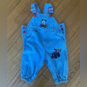 VTG 90s Baby Mickey & Co. Denim Overalls 12M Mickey Mouse & Friends embroidered